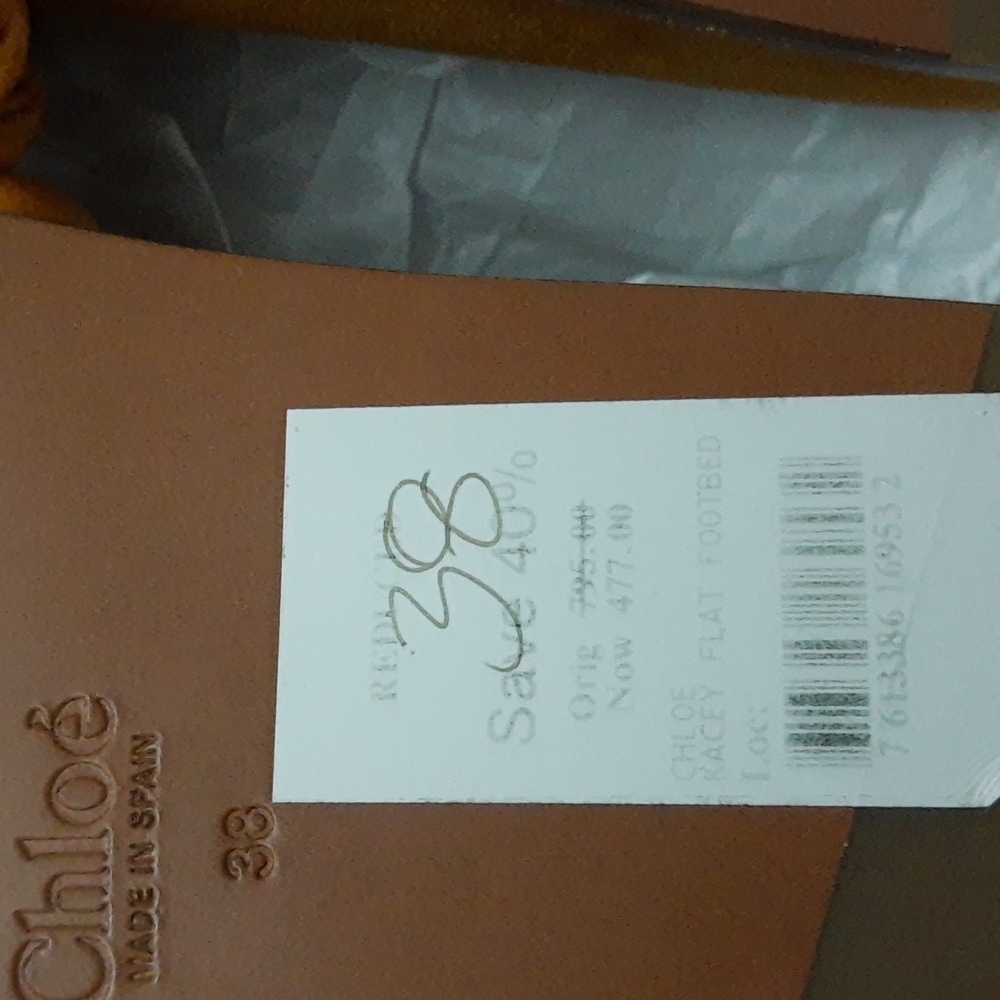 Chloe Kacey Braided Leather Slide Sandal Saffron Orange 38W NEW *BOX DAMAGE* - Picture 11 of 14